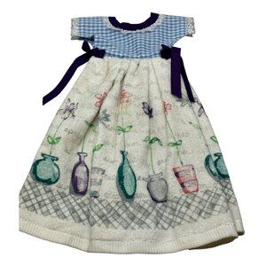 Decorative Kitchen Hand Towel Dress With Floral Print & Gingham Top white READ